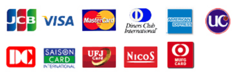 JCB、VISA、マスターカード他、様々なクレジット支払いに対応しています